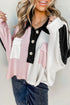 'Thalia' Black & Pink Colorblock Blouse - Celes Fashion